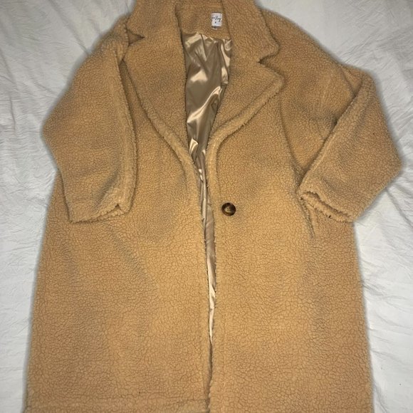 [SOLD] Princess Polly Oversized Brown Teddy Coat - Picture 3 of 3